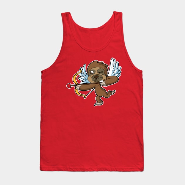 Cupid Sloth Valentine's Day Tank Top by E